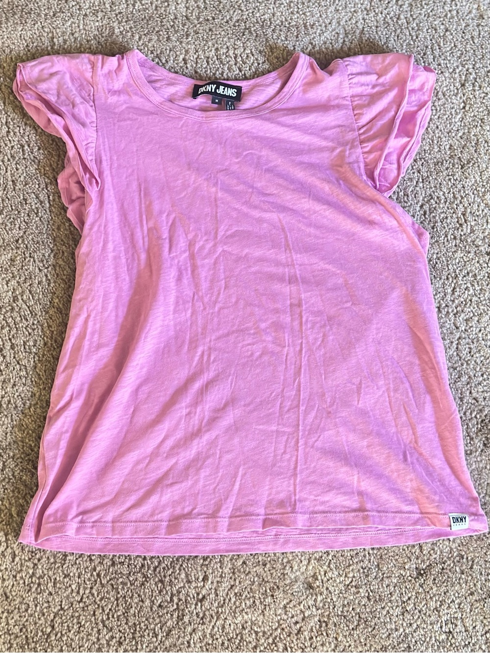 DKNY Pink Purple Ruffle Sleeve Women’s Top SIZE M